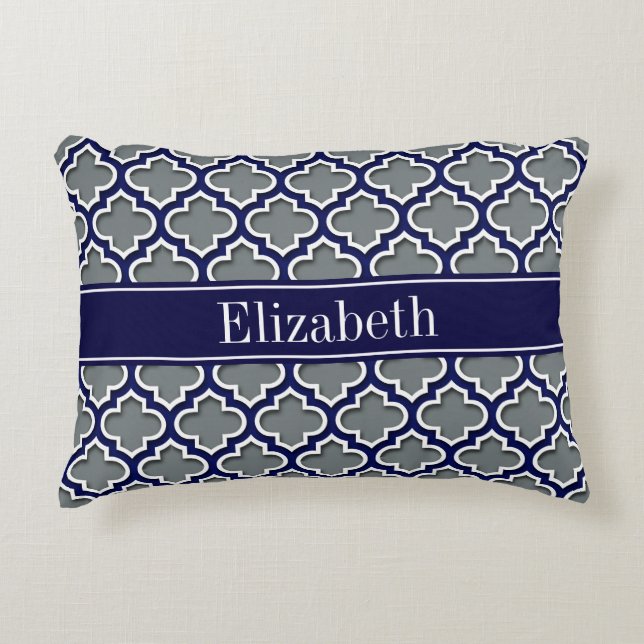 Trädkolsflottan Whmaroccan #5DS Navy Namn Monogram Prydnadskudde (Framsidan)