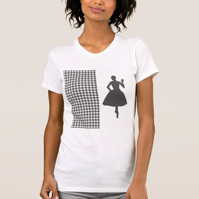 Trädkolsmodern Houndstooth w/ Mode Silhouette Tröja (Framsida)