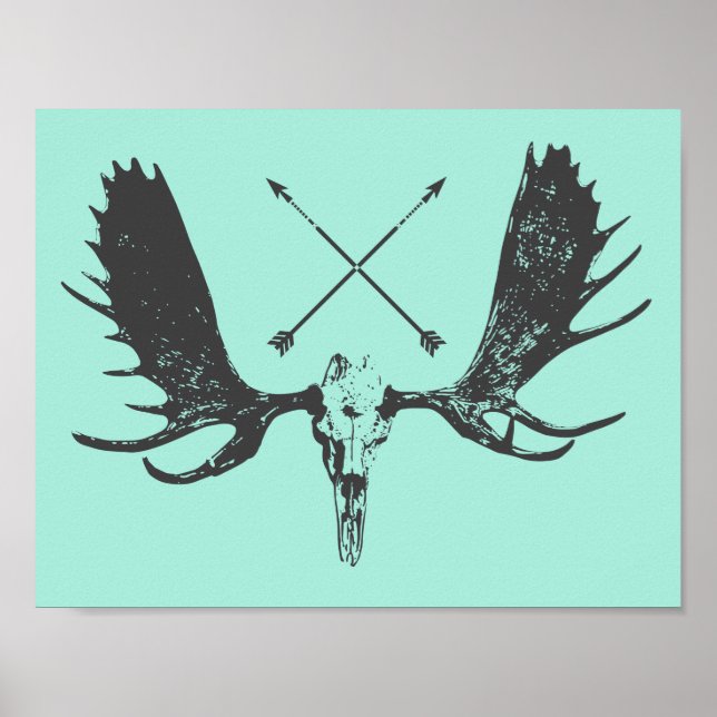 Trädkolsmos Skull Art Hunter/Boho Poster (Framsidan)