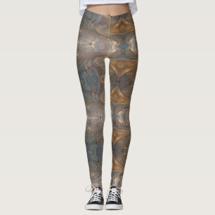 Trädkornig Mönster Neutralt Brun stripe-Abstrakt Leggings