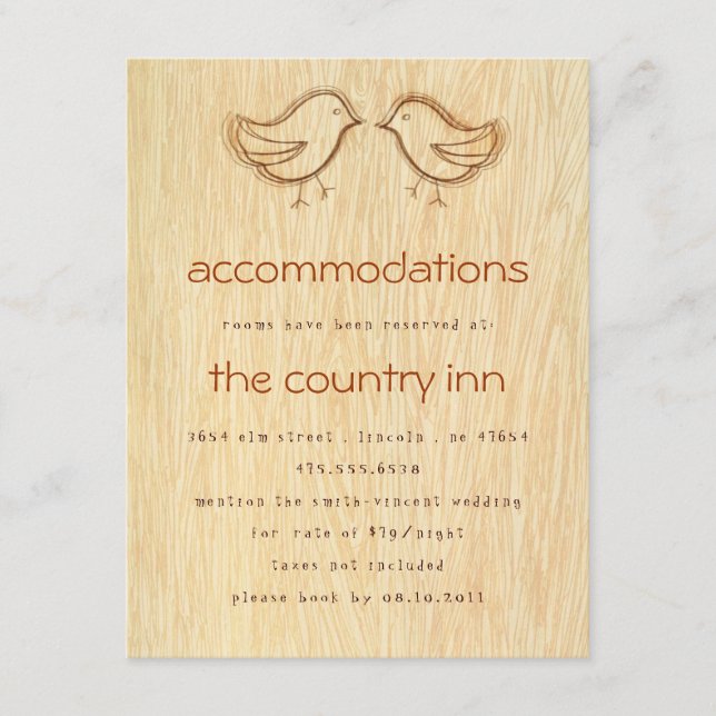 Trädkornigt med Love birds skiss-Info Card Tilläggskort (Framsida)