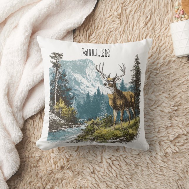 Trädkudde med hjortmotiv kudde (Filt)