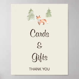 Trädland Fox Baby Shower Card & Gifts Sign Poster