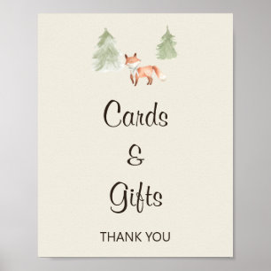 Trädland Fox Baby Shower Card & Gifts Sign Poster