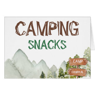 Trädlandbergen Camping Snack Birthday-tecken Hälsningskort