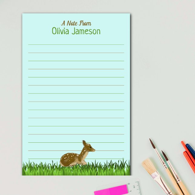 Trädlandstapperi i Cute Barn, lindat stationeri Brevpapper (Cute Kid's Name Woodland Animal Lined Stationery)