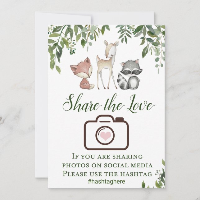 Trädlandstecknet -  Kärlek Hashtag-skylten 5x7 Inbjudningar (Framsida)