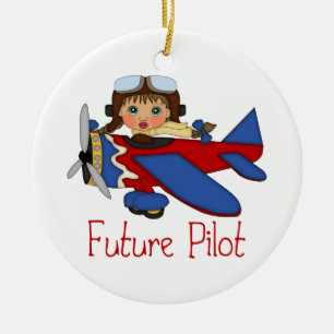 Trådlös framtida pilot, helikopterpilot - GIRLS Julgransprydnad Keramik