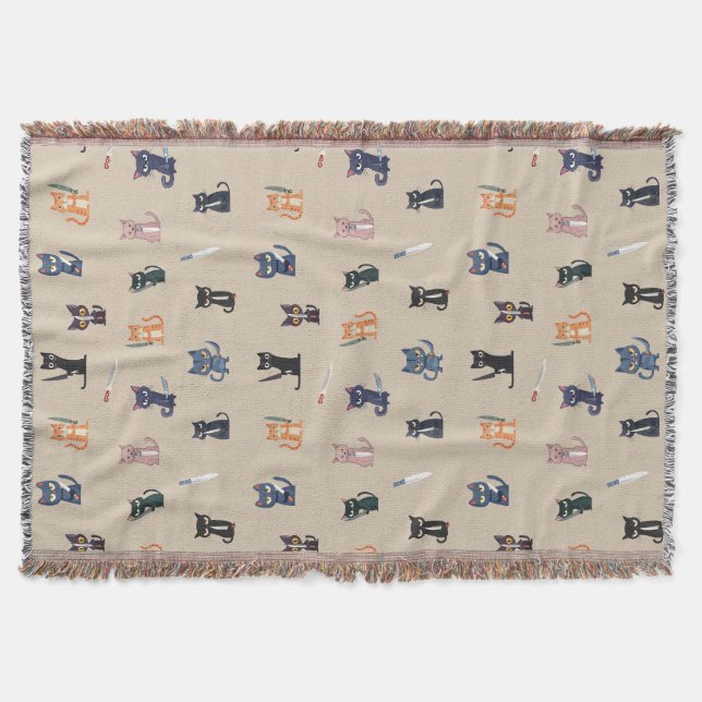 Trådlös kasse och Knivar Throw Blanket Filt (Framsidan)