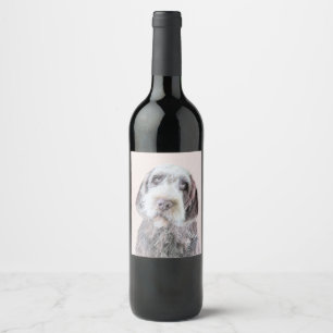 Trådlös rutnätsmålning - Hund Art Vinflaska Etikett