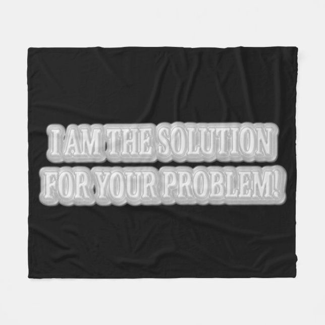 Trådlös teckningsdesign om "JAG ÄR LÖSNINGEN" Köp Fleecefilt (Framsidan (Horisontell))