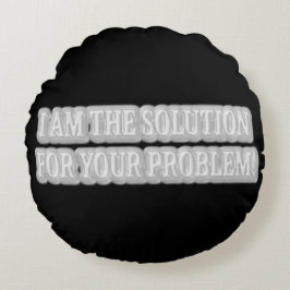 Trådlös teckningsdesign om "JAG ÄR LÖSNINGEN" Köp Rund Kudde