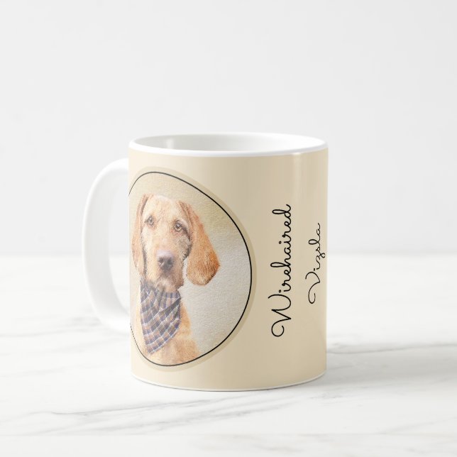 Trådlös Vizsla-målning - Cute Original Hund Art Kaffemugg (Framsida vänster)