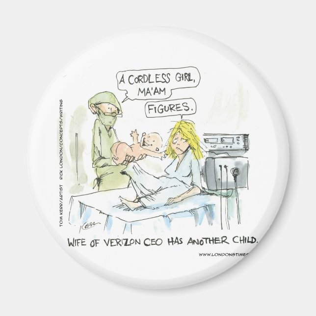 Trådlösa Baby Roliga Kort T-Shirtar Muggar & Gåvor Magnet (Framsidan)