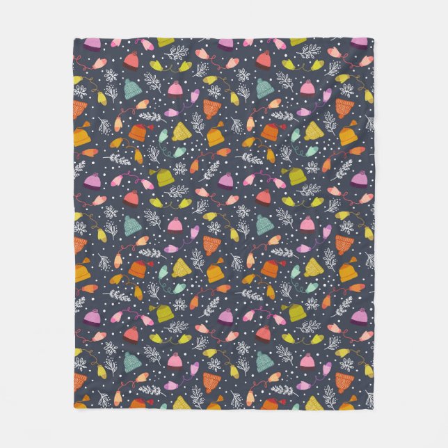 Trådlösa hattar och Mittens Mörk blått vinter Möns Fleecefilt (Framsidan)