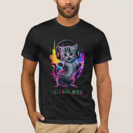 Trådlösa Headphone Art T-Shirt _ Cute Kitten