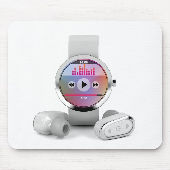 Trådlösa hörlurar och smart klocka musmatta (Framsidan)