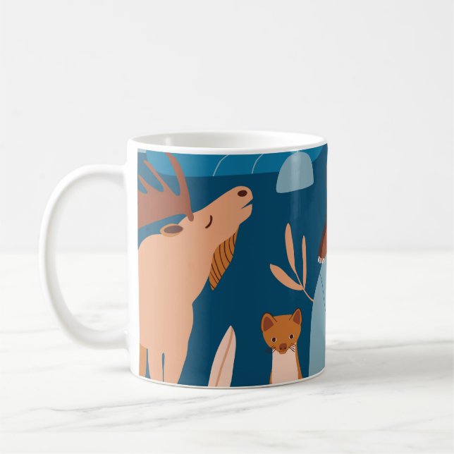 Trådlösa skogsdjur, sömlös mörk. kaffemugg (Vänster)