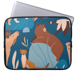 Trådlösa skogsdjur, sömlös mörk. laptop fodral