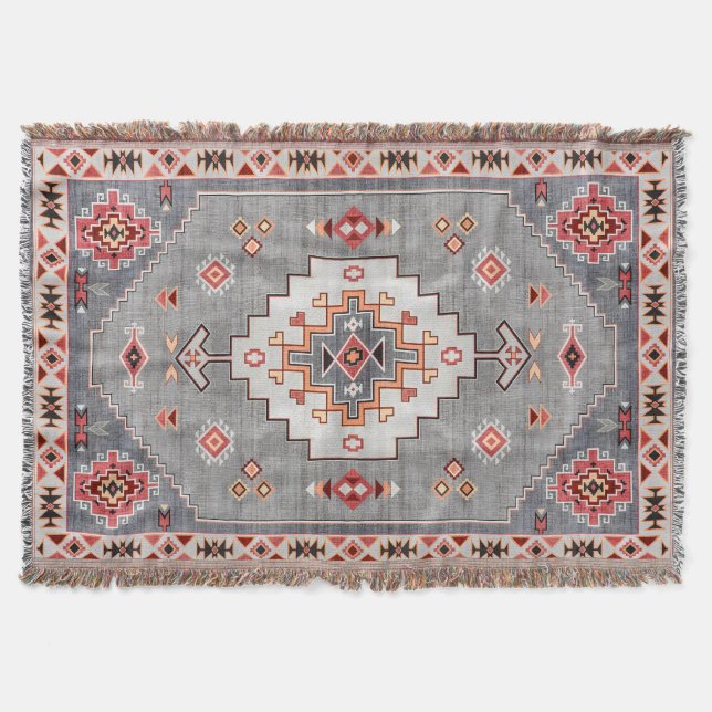 Trådlösa trådar: Heritage Boho Moroccan Geometry Filt (Framsidan)