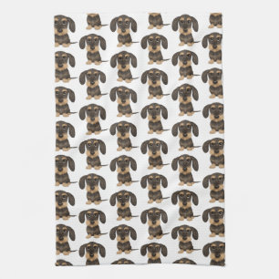 Trådlöst Dachshund  Cute Teckel-Hund mönstrad Kökshandduk