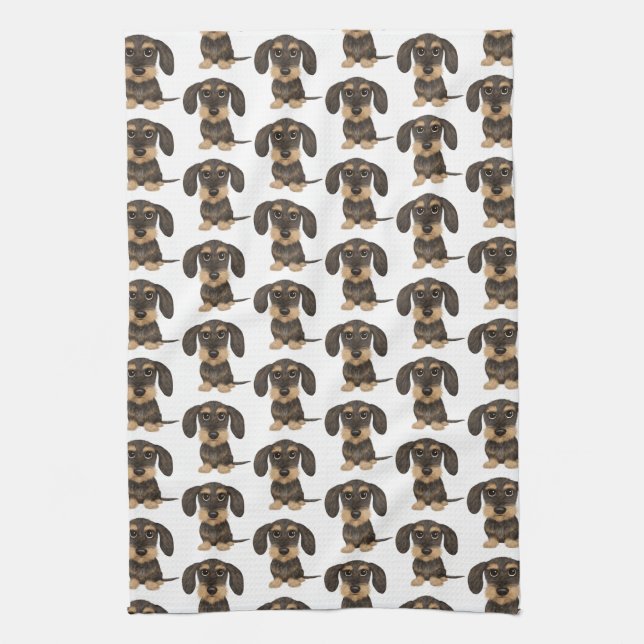 Trådlöst Dachshund| Cute Teckel-Hund mönstrad Kökshandduk (Vertikal)