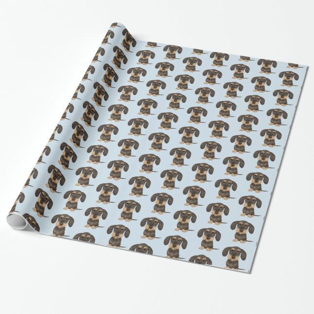 Trådlöst Dachshund| Cute Teckel-Hund mönstrad Presentpapper (Utrullad)