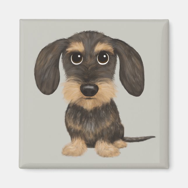 Trådlöst Dachshund| Cute Tecknad hund Teckel Magnet (Framsidan)