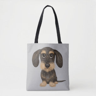 Trådlöst Dachshund  Cute Tecknad hund Teckel Tygkasse