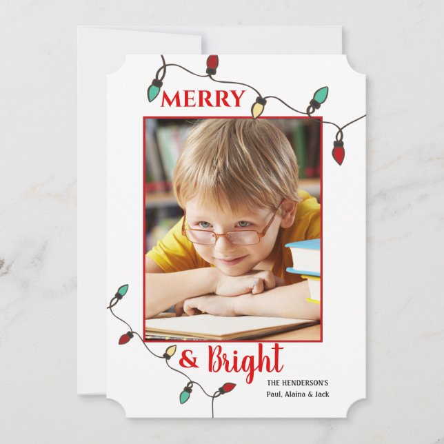 Trädlyktor inramar fotoholidaykort inbjudningar (Framsida)