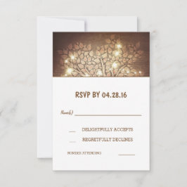 Trädlyktor Rustika Trä Bröllops RSVP-kort OSA Kort