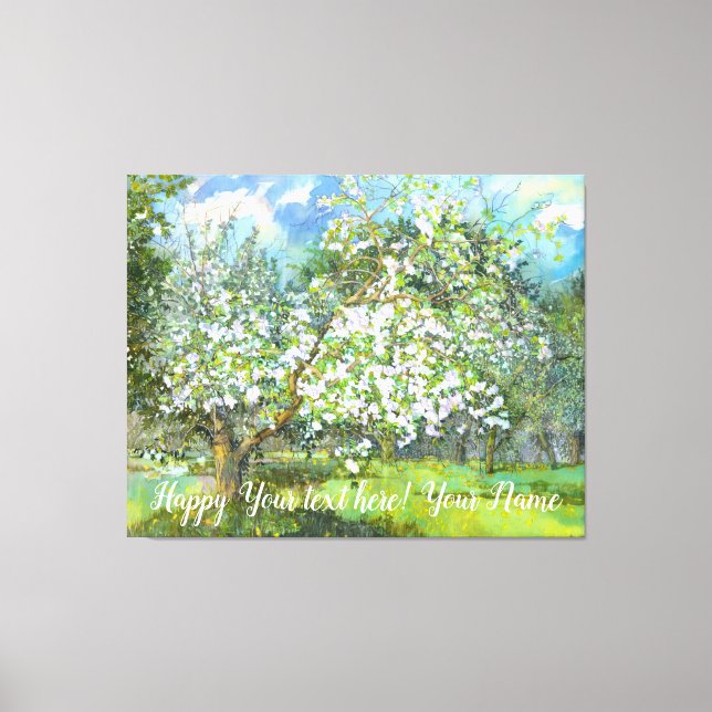 Trädmålningsfärg för blommande trädgård canvastryck (Framsida)