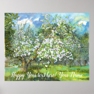 Trädmålningsfärg för blommande trädgård poster