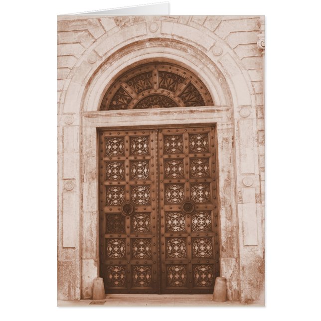 Trädörrar i det gamla kvarteret Barcelona, Spanien Hälsningskort (Framsidan)