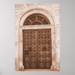 Trädörrar i det gamla kvarteret Barcelona, Spanien Poster
