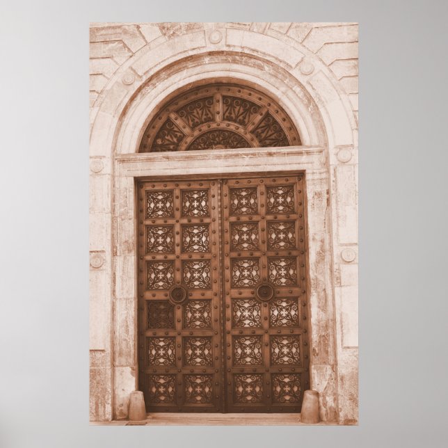 Trädörrar i det gamla kvarteret Barcelona, Spanien Poster (Framsidan)