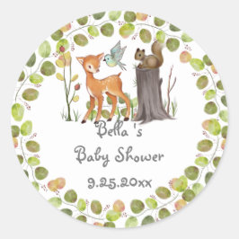 Trädpiggsvinsetiketter för baby shower runt klistermärke
