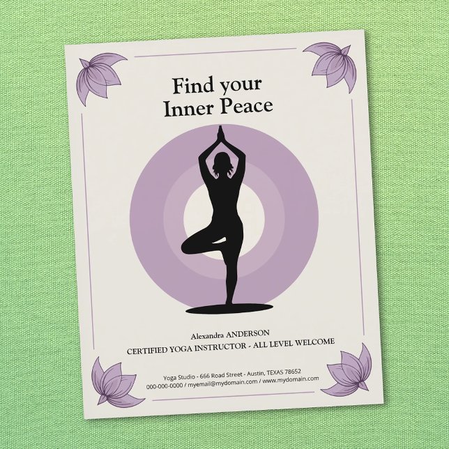 Trädposition - yogainstruktör flygblad (Tree Pose - Yoga Instructor Flyer)