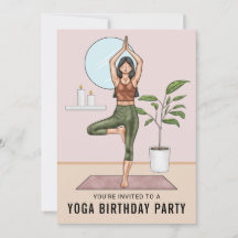 Trädpositionsträning Kvinna Yoga Födelsedagsfest