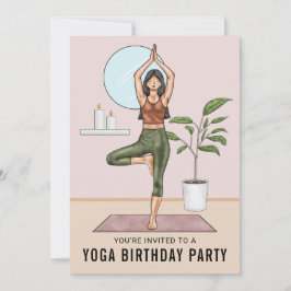 Trädpositionsträning Kvinna Yoga Födelsedagsfest Inbjudningar