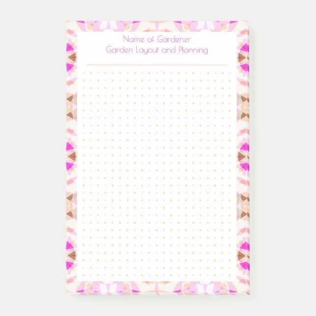 Trädpunktsplan för skräddarsytt rosa brunt punkt post-it block (Framsida)