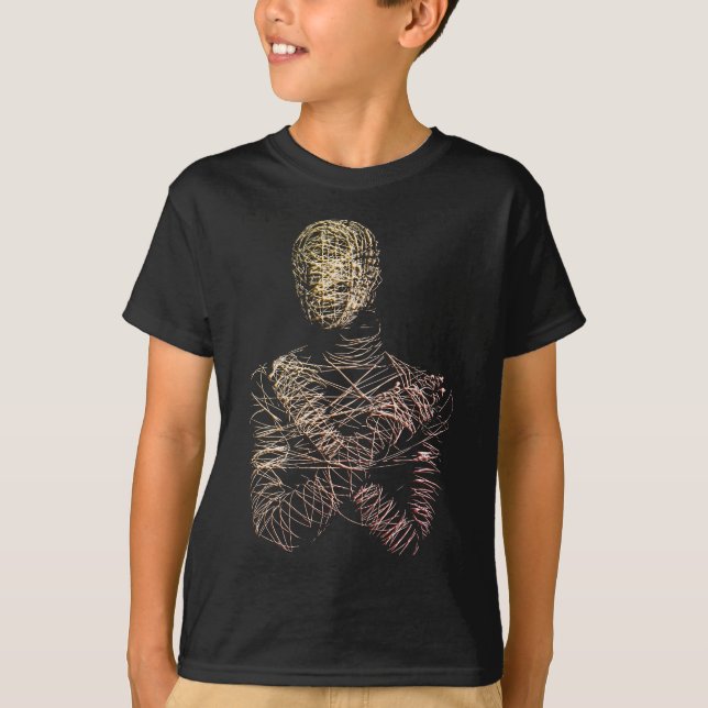 Trådramsfigur i abstrakt rörelse t shirt (Framsida)