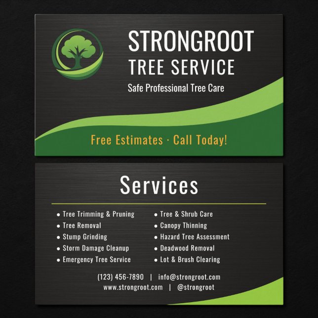 Trädservice Arborist Metallisk Visitkort (Skapare uppladdad)