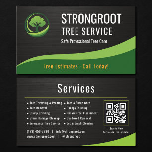 Trädservice Arborist QR-kod Metallisk Visitkort