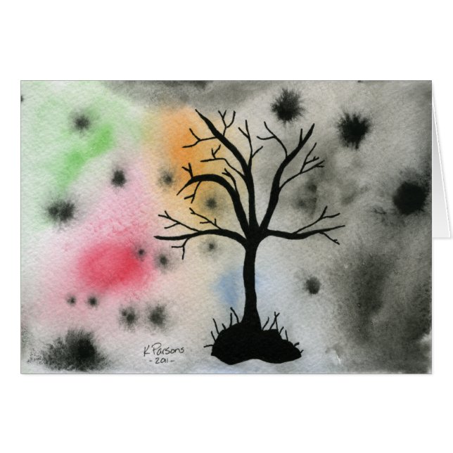 TrädSilhouette Hälsningskort (Framsidan Horizontal)
