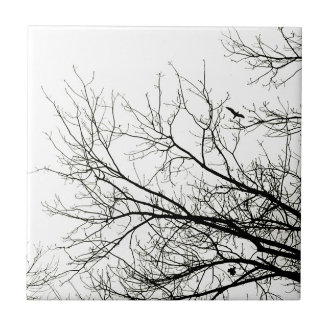 TrädSilhouettes - belägga med tegel Kakelplatta (Framsidan)