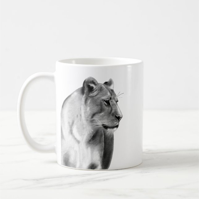 Trädskiss Lioness Female Lejon Kaffemugg (Vänster)