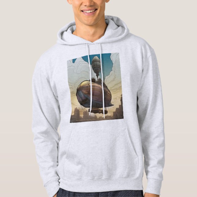 Trädskjorta med ångluftskepp hoodie (Framsida)