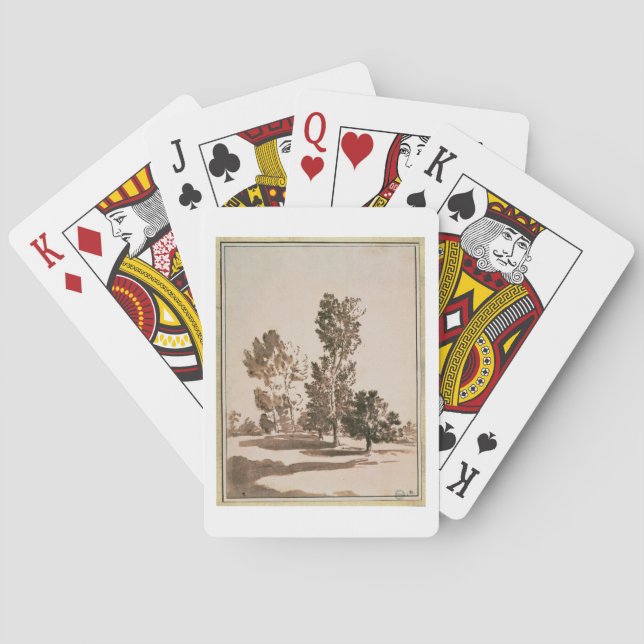 Trädstudie (skriva & bläck på papper), spel kort (Baksidan)