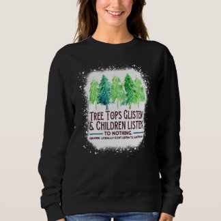 Trädtoppar Glittrar Och Barn Lyssnar På Inget Jul T Shirt